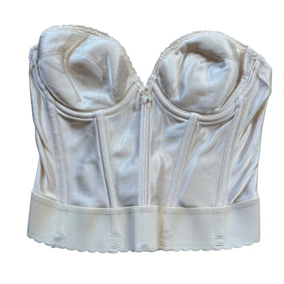 Vintage Adonna Bustier 34B Cream Underwire Longline Bra JCPenny 80s Pinup Corset - Picture 2 of 14